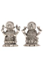 Brass Silver-Coated Superfine Ganesh Laxmi Idol – On Lotus – 2.35 Inches - Image 20