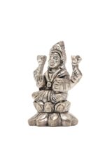 Brass Silver-Coated Superfine Ganesh Laxmi Idol – On Lotus – 2.35 Inches - Image 15