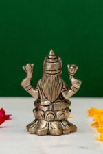 Brass Silver-Coated Superfine Ganesh Laxmi Idol – On Lotus – 2.35 Inches - Image 4