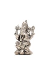Brass Silver-Coated Superfine Ganesh Laxmi Idol – On Lotus – 2.35 Inches - Image 19