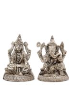 Brass Silver-Coated Superfine Ganesh Laxmi Idol- 2.75 Inches - Image 24