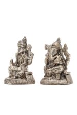 Brass Silver-Coated Superfine Ganesh Laxmi Idol- 2.75 Inches - Image 23
