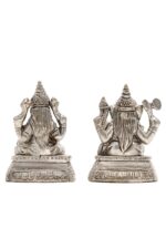 Brass Silver-Coated Superfine Ganesh Laxmi Idol- 2.75 Inches - Image 21