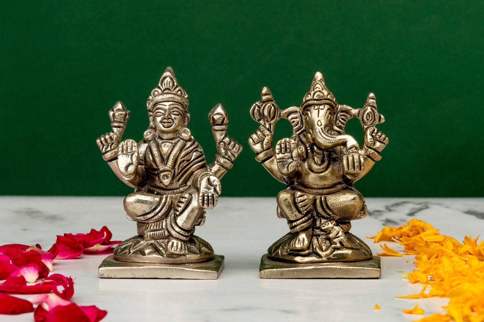 brass-Ganesh-Laxmi-546-26-scaled-1.jpg Brass Silver-Coated Superfine Ganesh Laxmi Idol- 3.15 Inches - Image 1