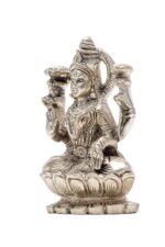 Brass Silver-Coated Superfine Ganesh Laxmi Idol – On Lotus – 3.50 Inches - Image 13