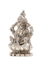 Brass Silver-Coated Superfine Ganesh Laxmi Idol – On Lotus – 3.50 Inches - Image 17