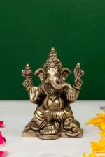 Brass Silver-Coated Superfine Ganesh Laxmi Idol- 3.15 Inches - Image 4
