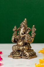 Brass Silver-Coated Superfine Ganesh Laxmi Idol- 3.15 Inches - Image 3