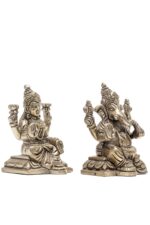 Brass Silver-Coated Superfine Ganesh Laxmi Idol- 3.15 Inches - Image 15