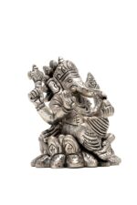 Brass Silver-Coated Superfine Ganesh Laxmi Idol – On Lotus – 3.50 Inches - Image 15