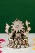 Brass Silver-Coated Superfine Ganesh Laxmi Idol – On Lotus – 3.50 Inches - Image 4