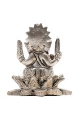 Brass Silver-Coated Superfine Ganesh Laxmi Idol – On Lotus – 3.15 Inches - Image 20