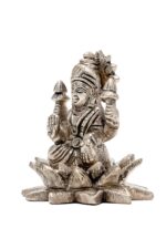 Brass Silver-Coated Superfine Ganesh Laxmi Idol – On Lotus – 3.15 Inches - Image 18