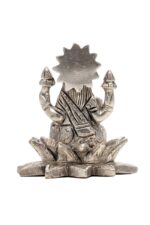 Brass Silver-Coated Superfine Ganesh Laxmi Idol – On Lotus – 3.15 Inches - Image 13