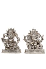 Brass Silver-Coated Superfine Ganesh Laxmi Idol- 3.15 Inches - Image 24