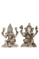 Brass Silver-Coated Superfine Ganesh Laxmi Idol- 4.35 Inches - Image 24