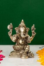 Brass Silver-Coated Superfine Ganesh Laxmi Idol- 4.35 Inches - Image 10