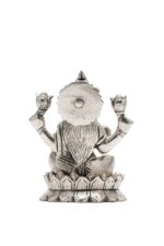 Brass Silver-Coated Superfine Ganesh Laxmi Idol – On Lotus – 4 Inches - Image 17