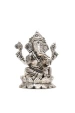 Brass Silver-Coated Superfine Ganesh Laxmi Idol – On Lotus – 4 Inches - Image 16