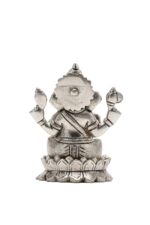 Brass Silver-Coated Superfine Ganesh Laxmi Idol – On Lotus – 4 Inches - Image 13
