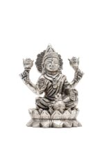 Brass Silver-Coated Superfine Ganesh Laxmi Idol – On Lotus – 4 Inches - Image 20