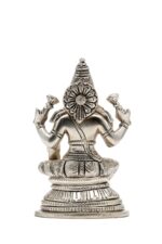 Brass Silver-Coated Superfine Ganesh Laxmi Idol- 5.15 Inches - Image 12