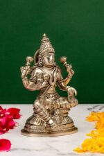 Brass Silver-Coated Superfine Ganesh Laxmi Idol- 5.15 Inches - Image 7