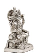 Brass Silver-Coated Superfine Ganesh Laxmi Idol- 8 Inches - Image 21