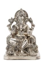 Brass Silver-Coated Superfine Ganesh Laxmi Idol- 8 Inches - Image 19
