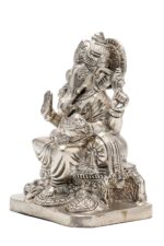 Brass Silver-Coated Superfine Ganesh Laxmi Idol- 8 Inches - Image 18