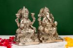 Brass Silver-Coated Superfine Ganesh Laxmi Idol- 8 Inches - Image 12