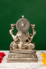 Brass Silver-Coated Superfine Ganesh Laxmi Idol- 8 Inches - Image 7
