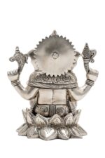 Brass Silver-Coated Superfine Ganesh Laxmi Idol – On Lotus – 6.70 Inches - Image 17