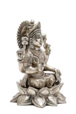 Brass Silver-Coated Superfine Ganesh Laxmi Idol – On Lotus – 6.70 Inches - Image 14