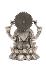 Brass Silver-Coated Superfine Ganesh Laxmi Idol – On Lotus – 6.70 Inches - Image 13