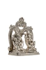 Brass Silver-Coated Superfine Ganesh Laxmi Idol – Beautifully Carved – 6 Inches - Image 4