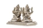 Brass Silver-Coated Superfine Ganesh Laxmi Idol- 3.15 Inches - Image 7