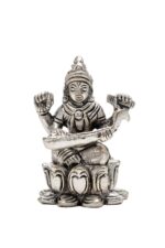 Brass Silver Coated Ganesh Laxmi Saraswati Idols – On Lotus – 2.60 Inch - Image 31