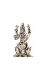 Brass Silver Coated Ganesh Laxmi Saraswati Idols – On Lotus – 2.60 Inch - Image 22
