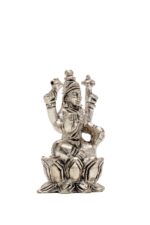 Brass Silver Coated Ganesh Laxmi Saraswati Idols – On Lotus – 2.60 Inch - Image 21