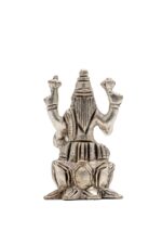 Brass Silver Coated Ganesh Laxmi Saraswati Idols – On Lotus – 2.60 Inch - Image 20