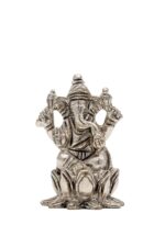 Brass Silver Coated Ganesh Laxmi Saraswati Idols – On Lotus – 2.60 Inch - Image 27