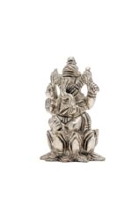 Brass Silver Coated Ganesh Laxmi Saraswati Idols – On Lotus – 2.60 Inch - Image 26