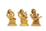 Brass Ganesh Laxmi Saraswati Idols – On Lotus – 4.5 Inch - Image 7