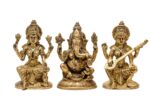 Brass Superfine Ganesh Laxmi Saraswati Idols – Detailed Carving – 6.5 Inch - Image 8