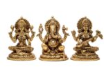 Brass Superfine Ganesh Laxmi Saraswati Idols – Detailed Carving – 7.5 Inch - Image 8