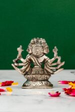 Brass Silver-Coated Superfine Gayatri Mata Idol- 3.15 Inches - Image 3