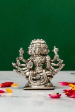 Brass Silver-Coated Superfine Gayatri Mata Idol- 3.15 Inches