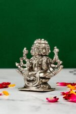 Brass Silver-Coated Superfine Gayatri Mata Idol- 3.15 Inches - Image 2