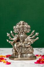 Brass Silver-Coated Superfine Gayatri Mata Idol- 4.75 Inches